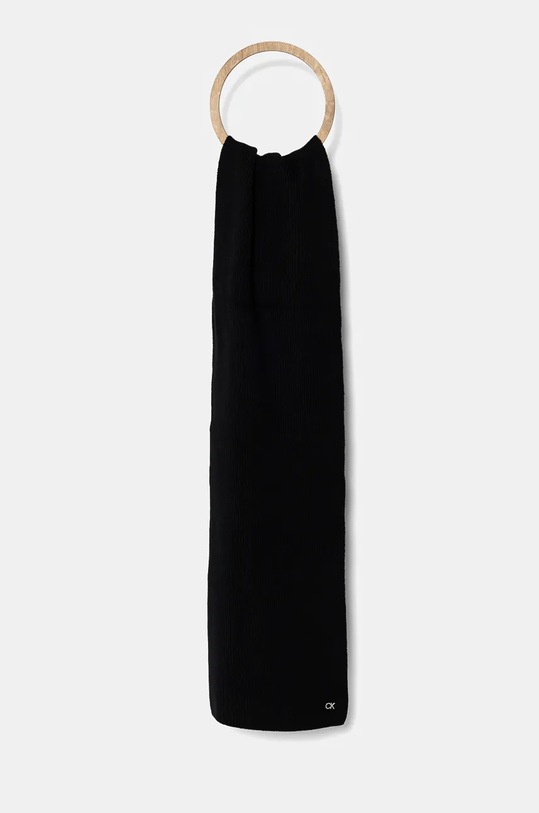 Vlnený šál Calvin Klein vlna čierna K60K612603