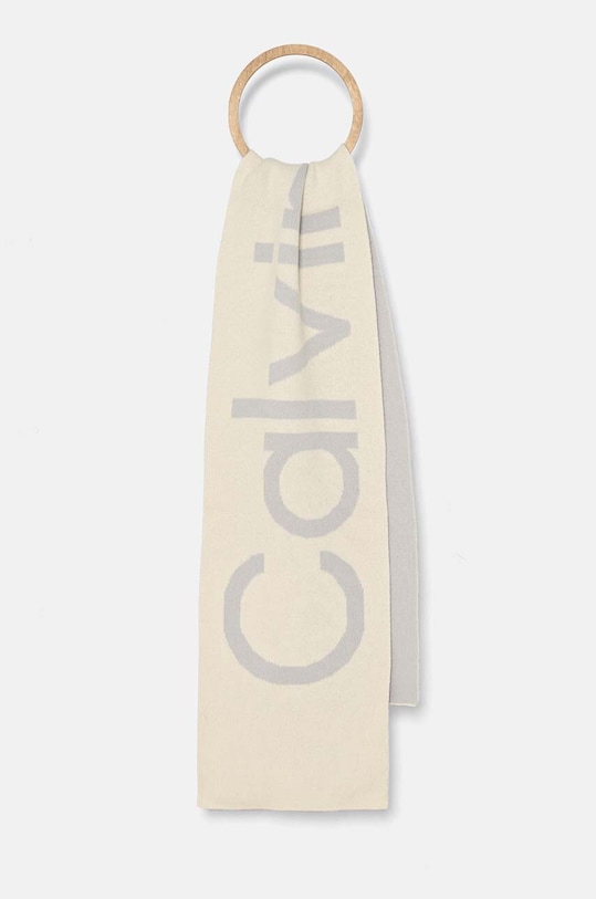 Вълнен шал Calvin Klein трикотаж бежов K60K612605