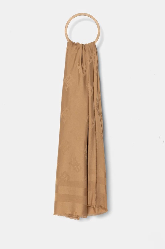 Šal Tommy Hilfiger bez uzorka smeđa AW0AW16647