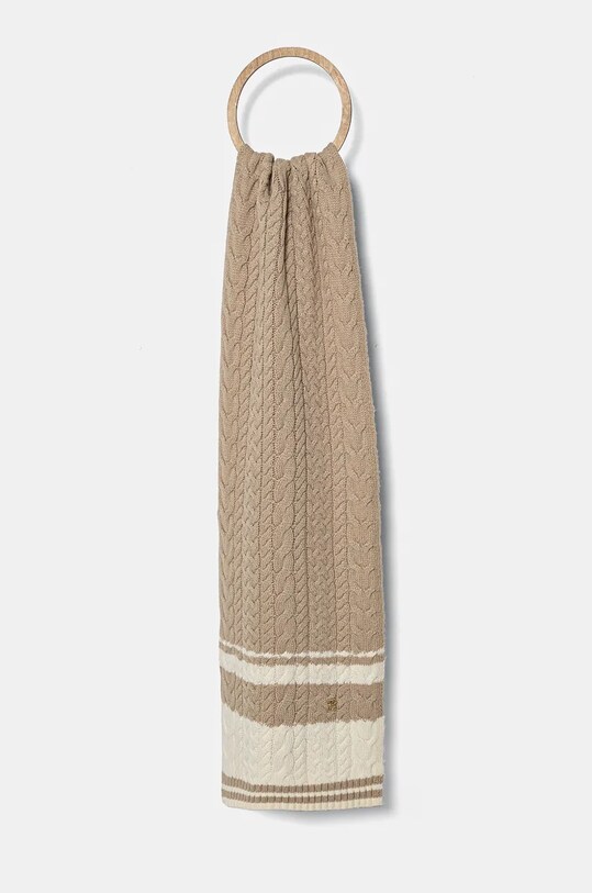 Vlnený šál Tommy Hilfiger vlna béžová AW0AW16654