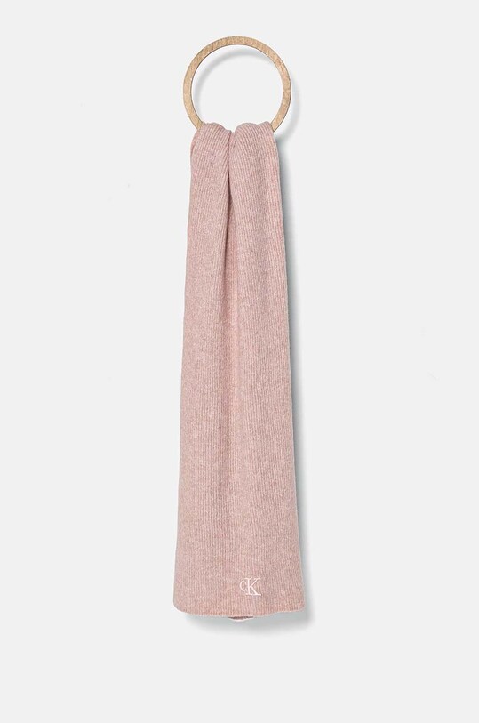 Шарф з домішкою вовни Calvin Klein Jeans з додаванням вовни рожевий K60K612664