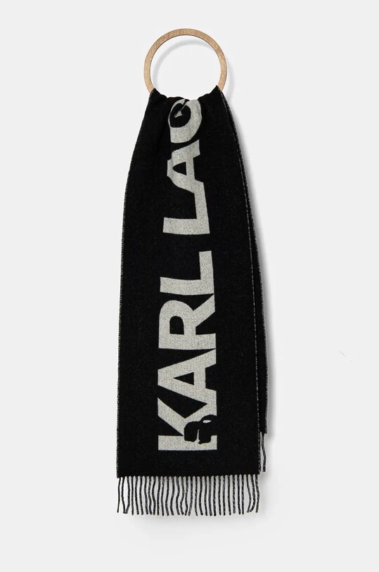 Вовняний шарф Karl Lagerfeld вовна чорний 246W3309