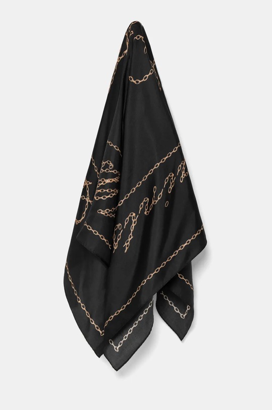 Svilena marama AllSaints tkanina crna 29AS101596