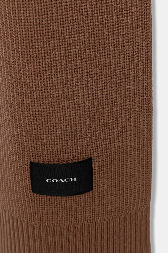 Coach szalik z domieszką wełny 29CO100427 brązowy AW25