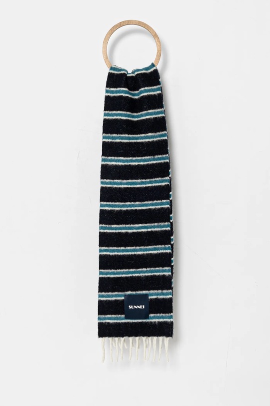 Шерстяной шарф Sunnei шерсть тёмно-синий ACCXSAC009