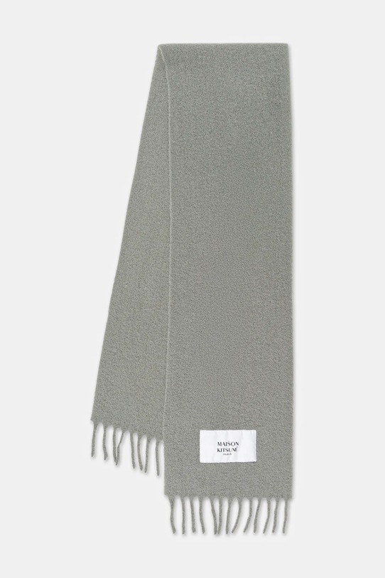 Maison Kitsuné szalik Baby Alpaca wełna zielony LM06206WA0022