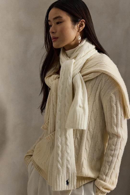 Вовняний шарф Polo Ralph Lauren бежевий 455956296002