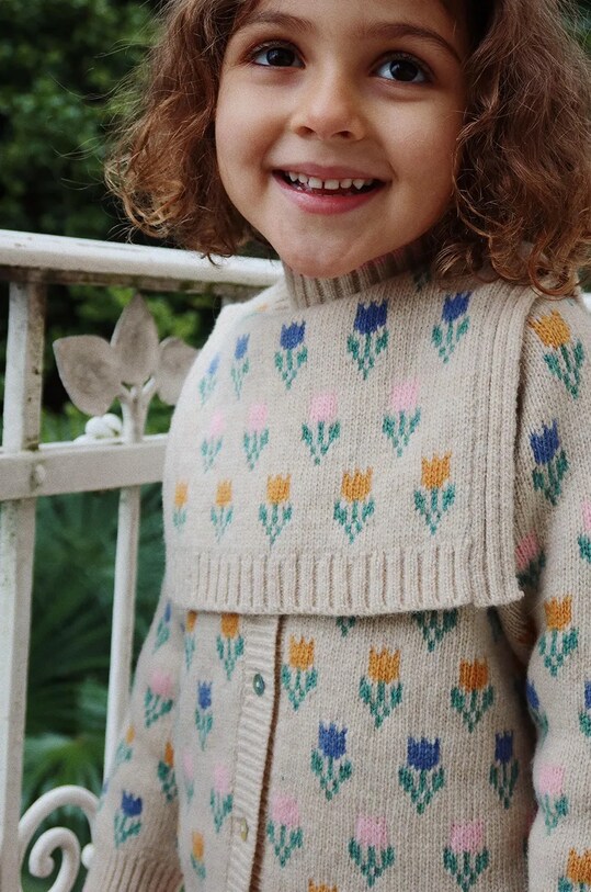 Дитячий вовняний снуд Konges Sløjd BELOU KNIT NECKWARMER вовна бежевий KS101425