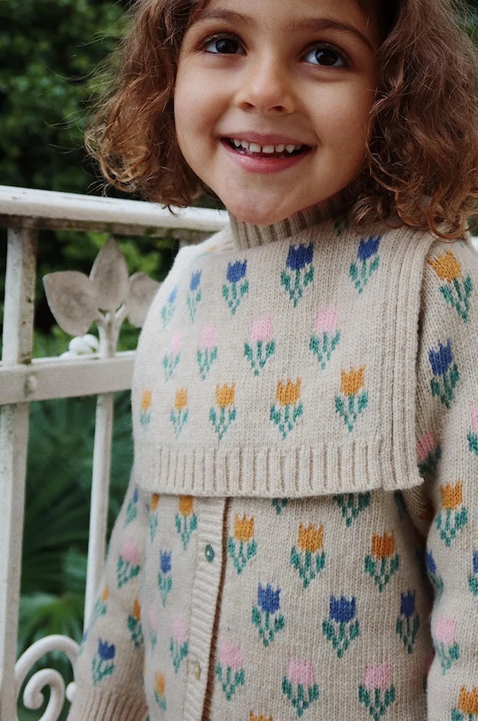 Детски кръгъл шал от вълна Konges Sløjd BELOU KNIT NECKWARMER вълна бежов KS101425