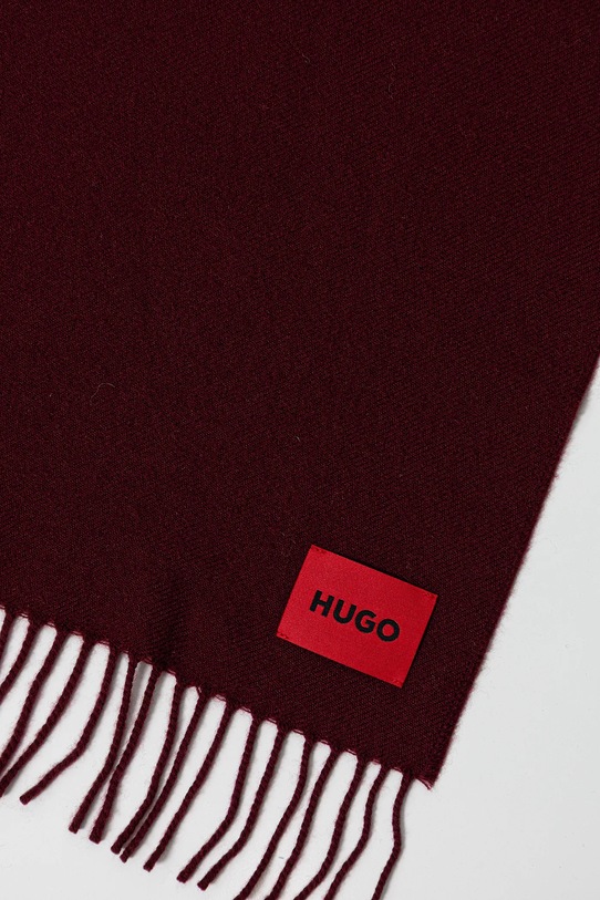 Вълнен шал HUGO 50517623 бордо AW25