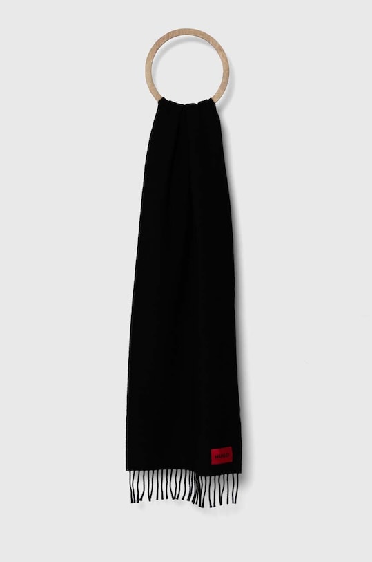 HUGO szalik wełniany wełna czarny 50517623