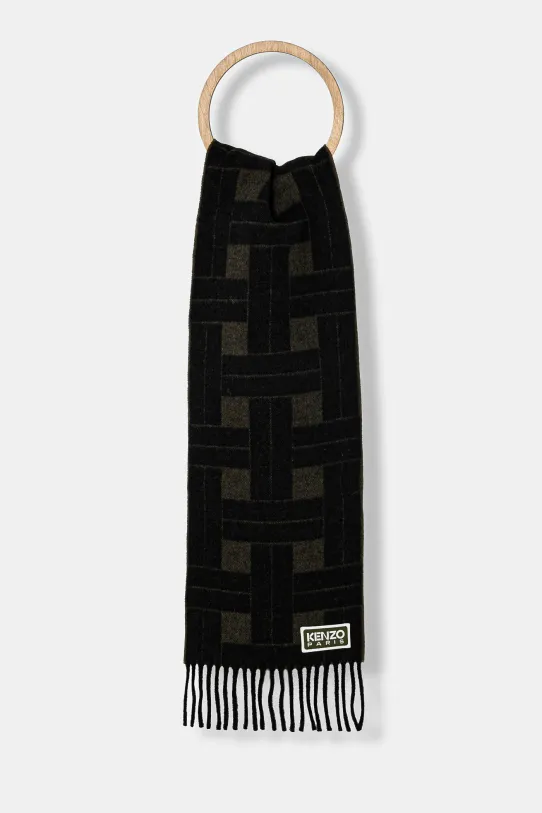 Вовняний шарф Kenzo Reversible Scarf вовна зелений FE68EU014JEC.51