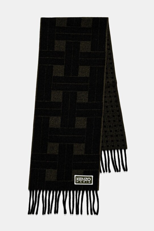 Kratki vuneni šal Kenzo Reversible Scarf FE68EU014JEC.51 zelena AW24
