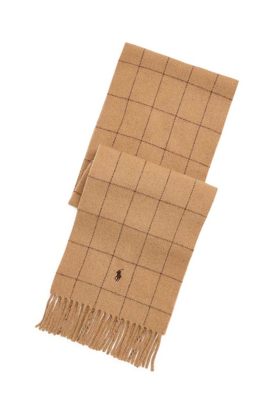 Κασκόλ με προσθήκη μαλλιού Polo Ralph Lauren μαλλί μπεζ 449959523