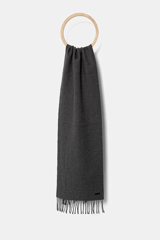 BOSS eșarfă de lână uni gri 50517218