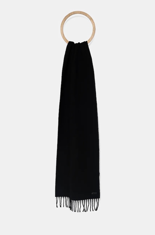 BOSS szalik wełniany wełna czarny 50517218