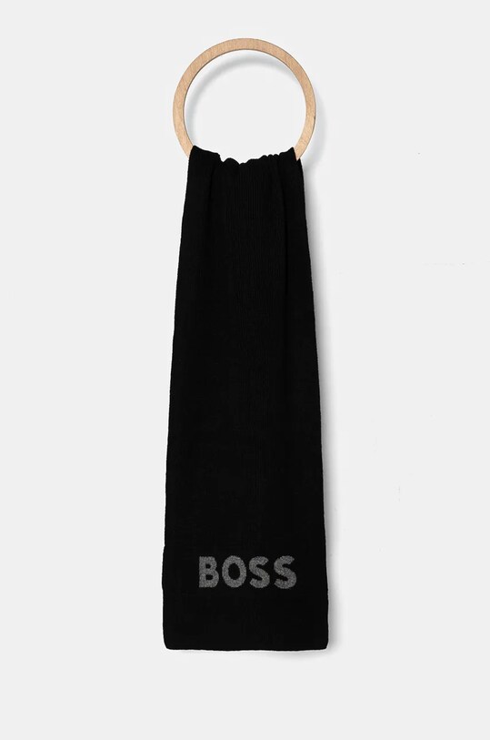 BOSS esarfa din amestec de lana imprimeu negru 50524391