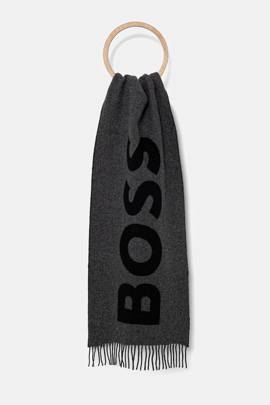 BOSS eșarfă de lână cu modele gri 50527099