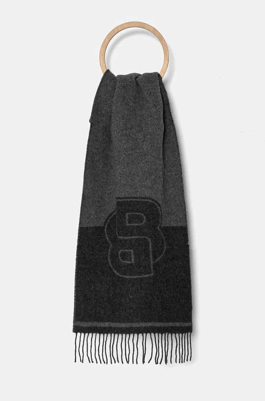 BOSS szalik wełniany wełna szary 50527099