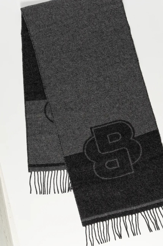 BOSS szalik wełniany 50527099 szary AW25