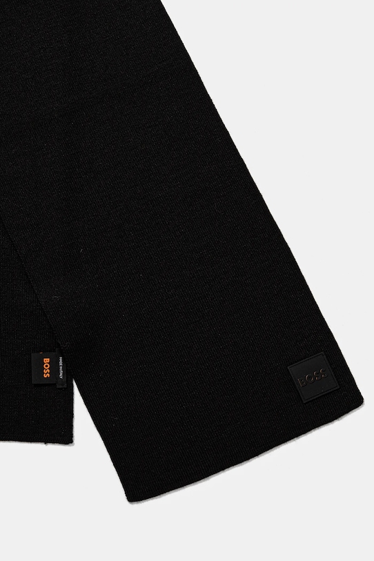 Шерстяной шарф Boss Orange 50522446 чёрный AW24