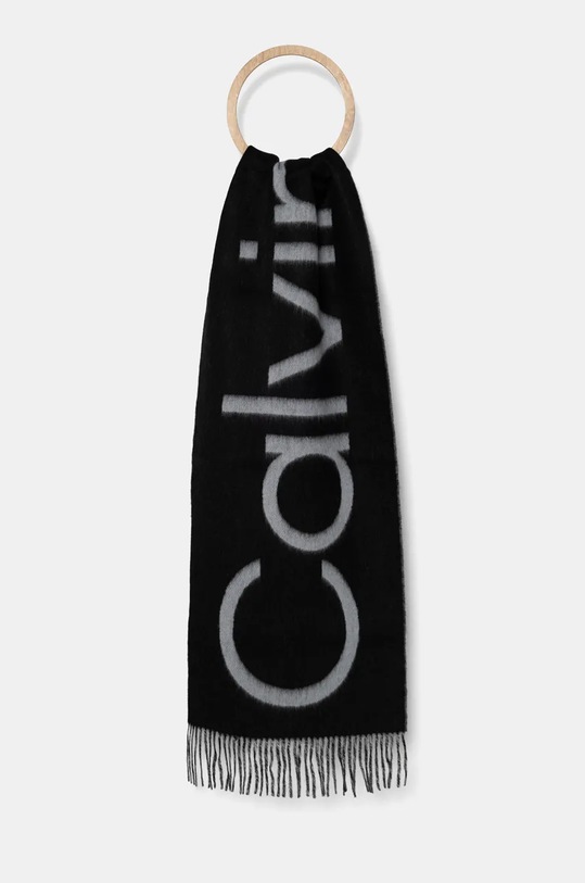 Κασκόλ Calvin Klein μαλλί μαύρο K50K512369