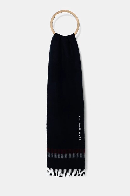 Tommy Hilfiger szalik wełniany wełna granatowy AM0AM12832
