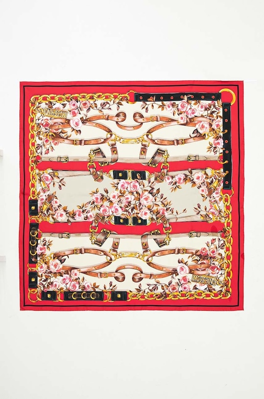 Hedvábný šátek Moschino látka červená M3109.3549