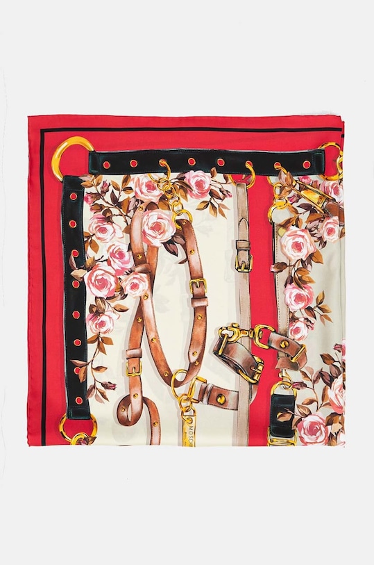 Hedvábný šátek Moschino M3109.3549 červená AW24