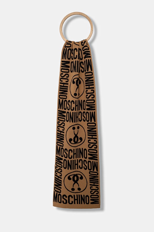 Moschino szalik z dodatkiem wełny dzianina brązowy M2966.30623