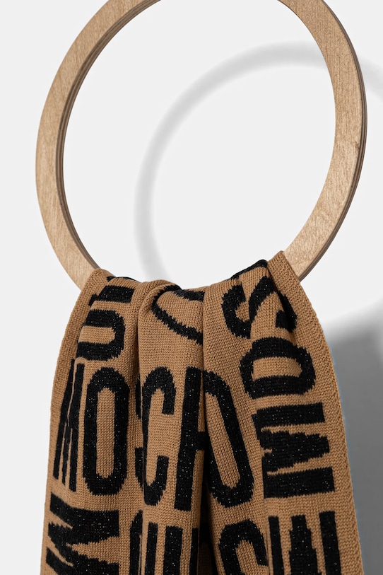 Moschino szalik z dodatkiem wełny M2966.30623 brązowy AW25