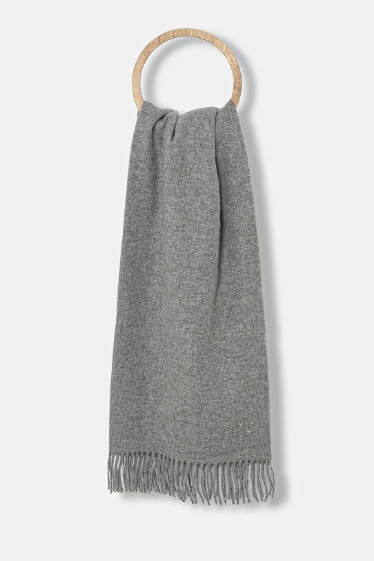 Vlněná šála A.P.C. Echarpe Alix Brodee vlna šedá WOAFE.M15170.PLA