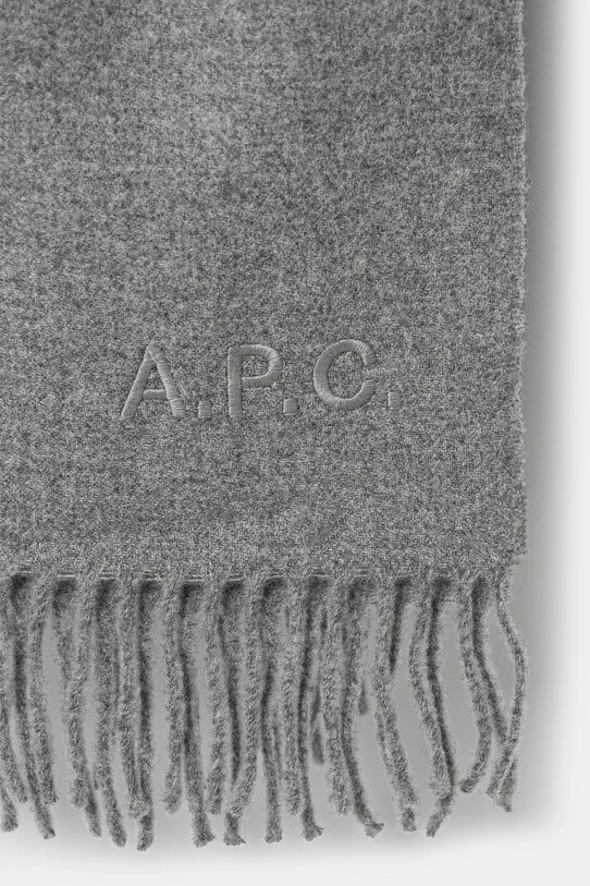Vlněná šála A.P.C. Echarpe Alix Brodee WOAFE.M15170.PLA šedá AW24