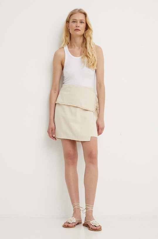 Samsoe Samsoe pamut szoknya SADI F24200104 bézs AW24
