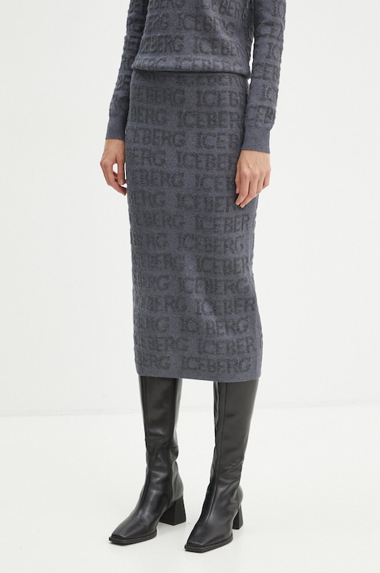 Iceberg spódnica wełniana casual szary AC01.9030