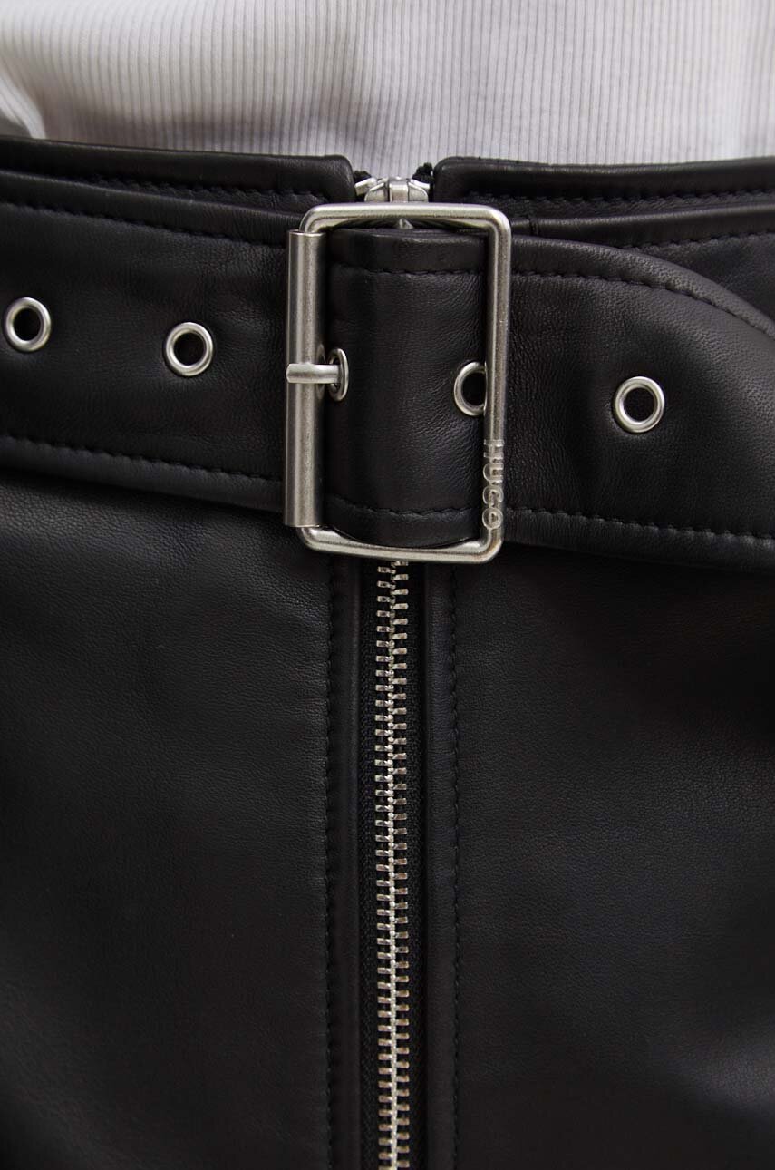 Kožna suknja HUGO crna 50516753