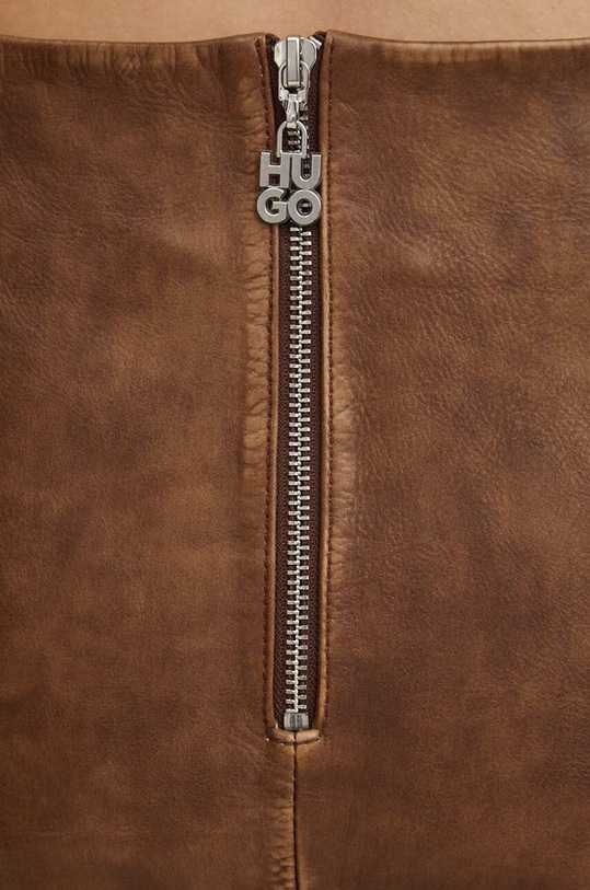 Kožená sukňa HUGO 50519400 hnedá