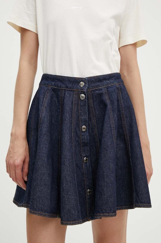 Rifľová sukňa MSGM bavlna tmavomodrá 3741MDD237.247766