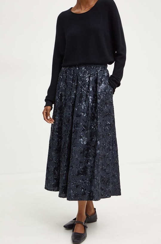 Bavlněná sukně Weekend Max Mara midi námořnická modř 2425106101600