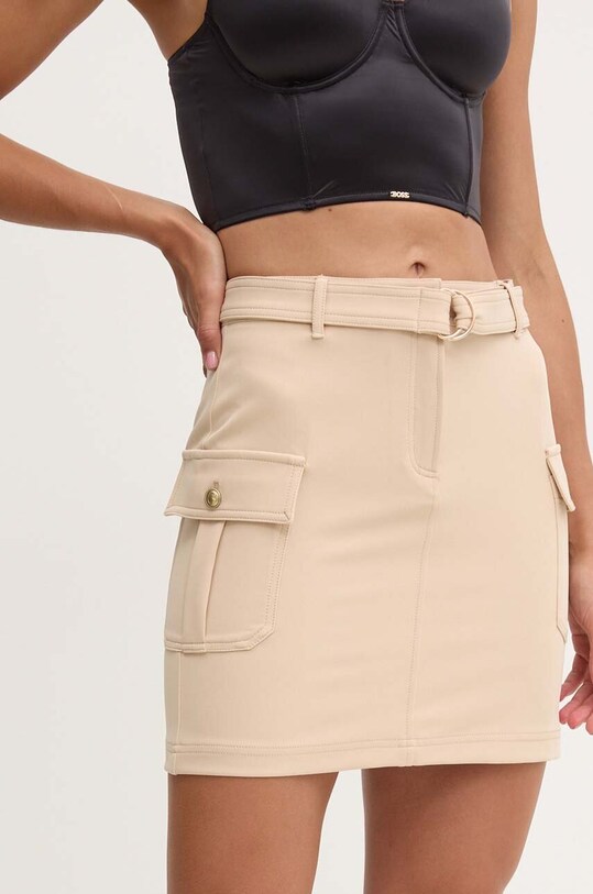 Sukňa Guess FIONA s elastanom béžová W4YD72.WFWX2