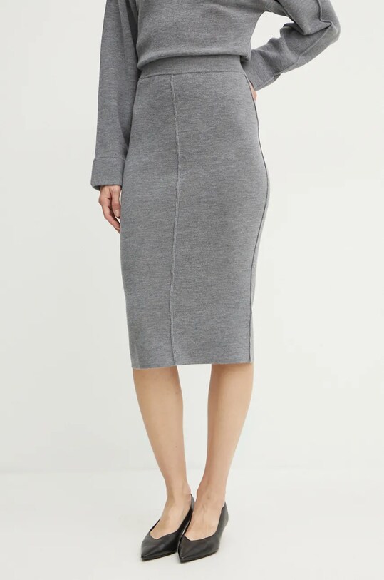 Шерстяная юбка Pinko casual серый 103946.A221