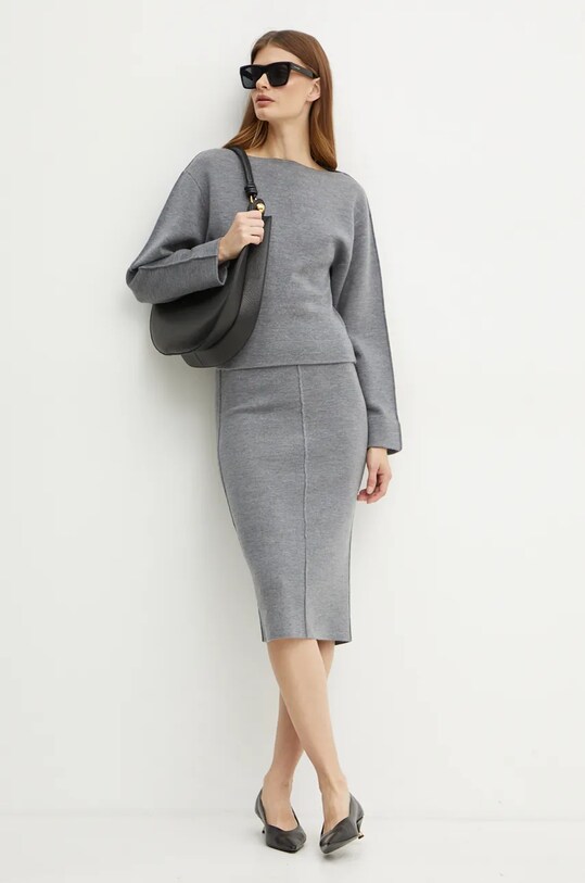 Шерстяная юбка Pinko 103946.A221 серый AW24