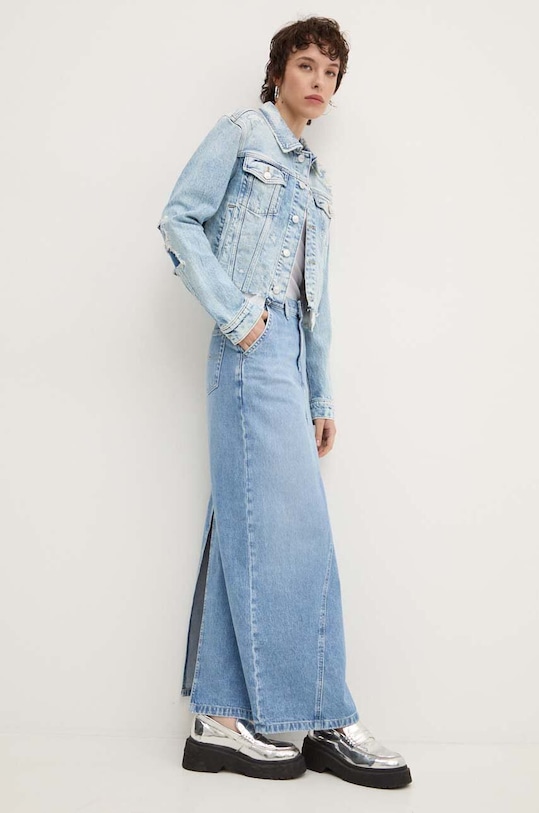 Tommy Jeans spódnica jeansowa bawełna niebieski DW0DW19294