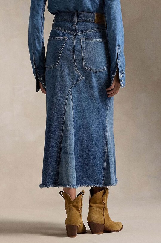 Хлопковая джинсовая юбка Polo Ralph Lauren голубой 211940712