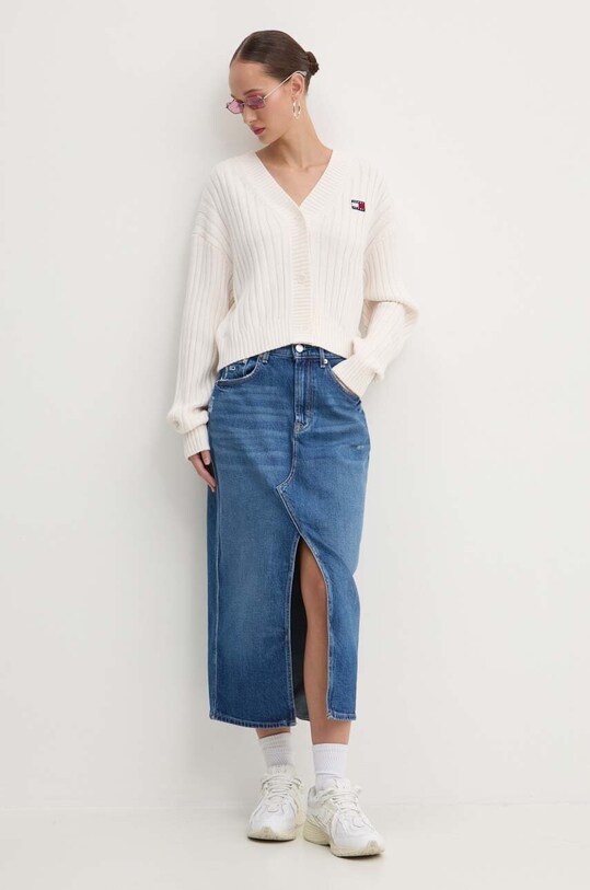 Tommy Jeans fustă din denim DW0DW18225 albastru AW24