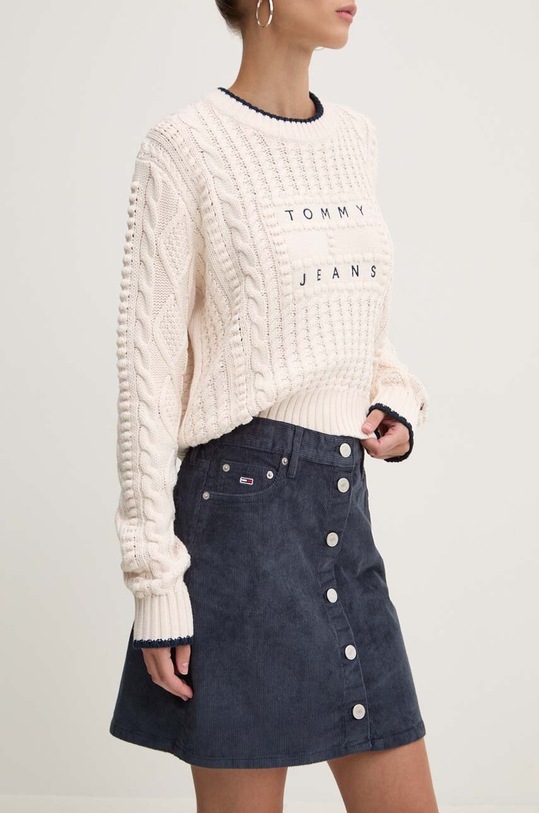 Tommy Jeans fusta din velur uni bleumarin DW0DW18533