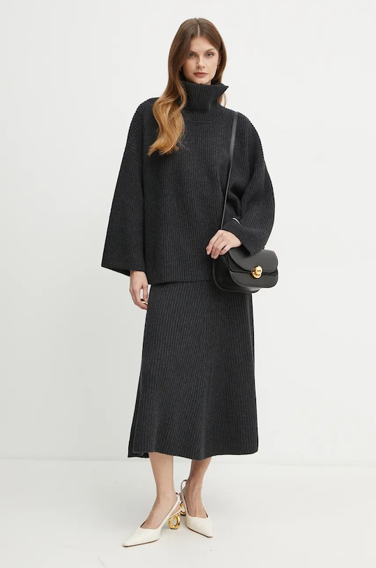 Pinko spódnica wełniana 104390.A27B szary AW24