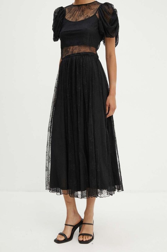 Rotate fusta Lace Long Midi Skirt 112728100 negru AW24