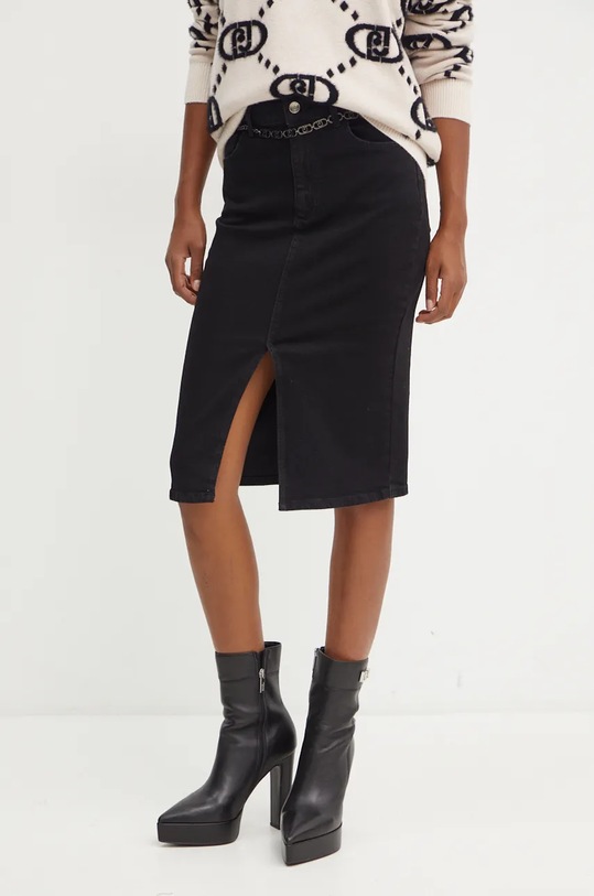 Džínová sukně Liu Jo midi černá UF4131.D4448