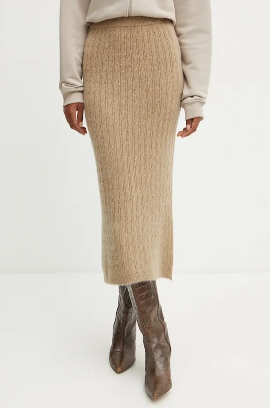 Sukňa s prímesou vlny Liu Jo pletenina béžová WF4391.MA43P